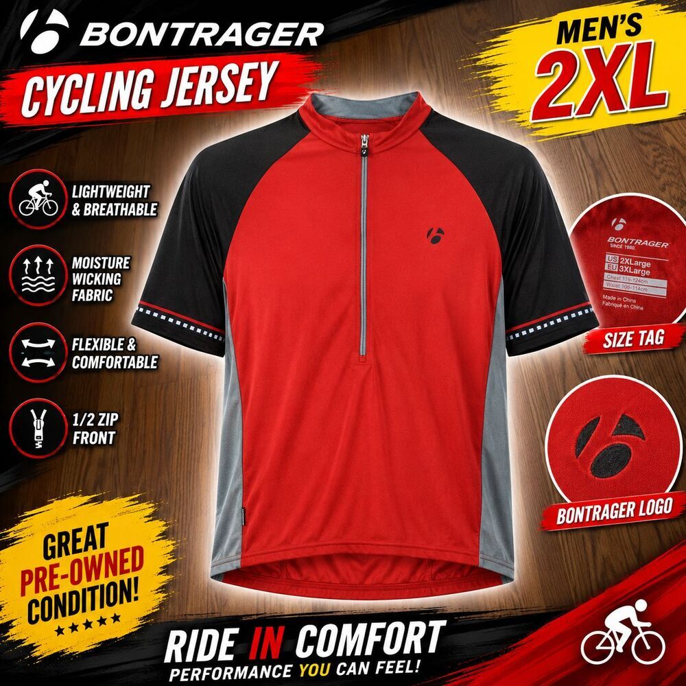 Bontrager Cycling Jersey Men's 2XL Red Black 1/2 Zip Short Sleeve Bike Shirt